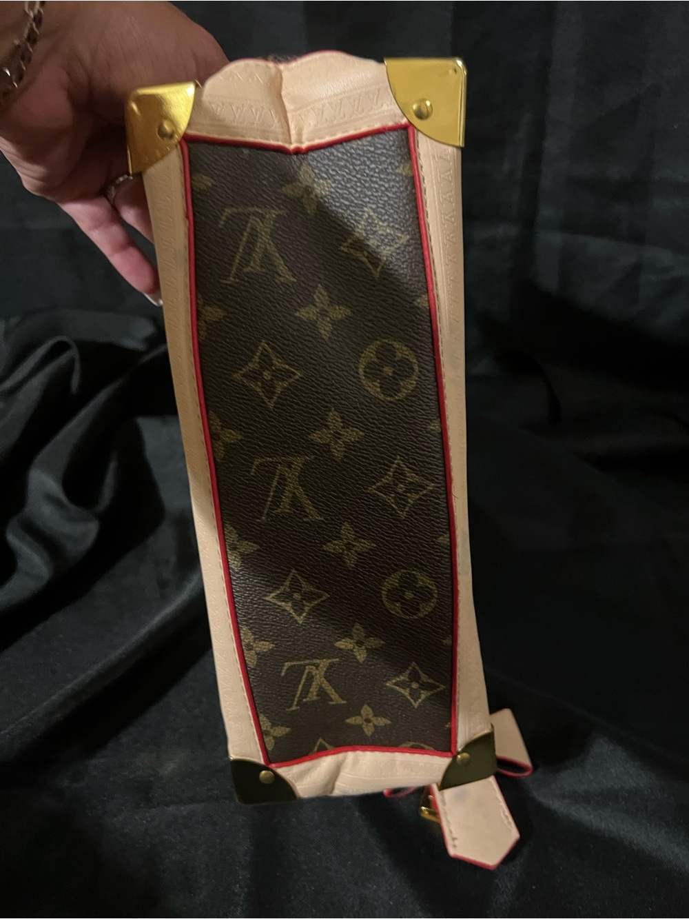 Louis Vuitton Brown Monogram Canvas Satchel with Cream and Red Trim - Picture 7 of 16